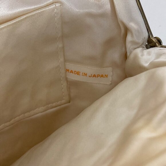 Vintage Floral Beaded Handbag Evening Bag White Pink Bridal Wedding Japan Made - Picture 10 of 11